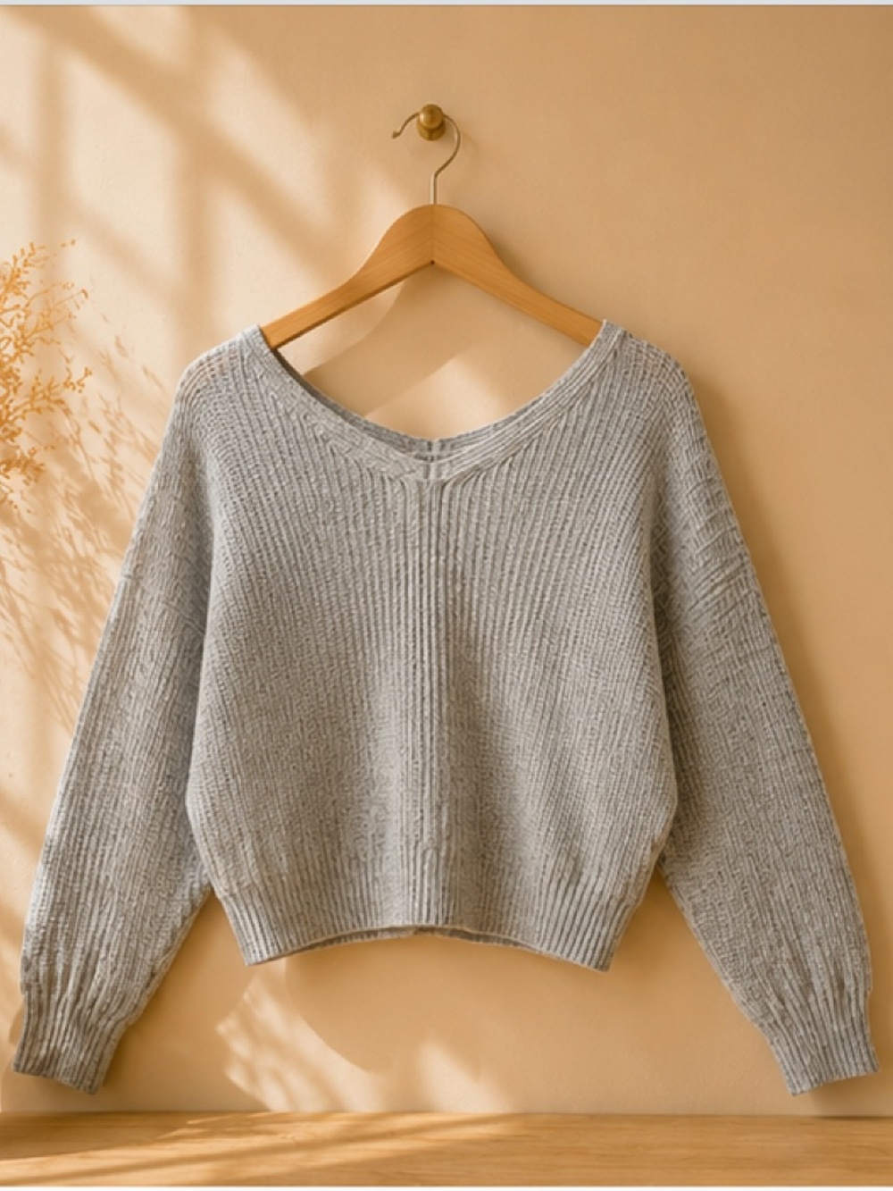 Dynamite Soft Ribbed Cross-Back Sweater Grey XS/S/M - Picture 2 of 7
